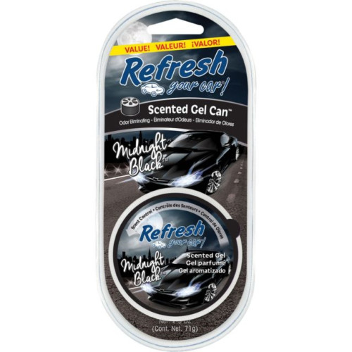 Refresh Car Air Freshener Midnight Black Scented Gel